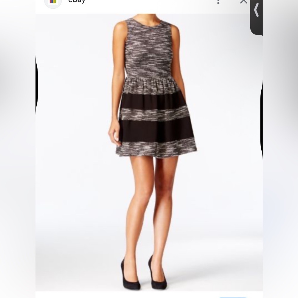 Bar III Women's Black and White Tweed Mini Dress